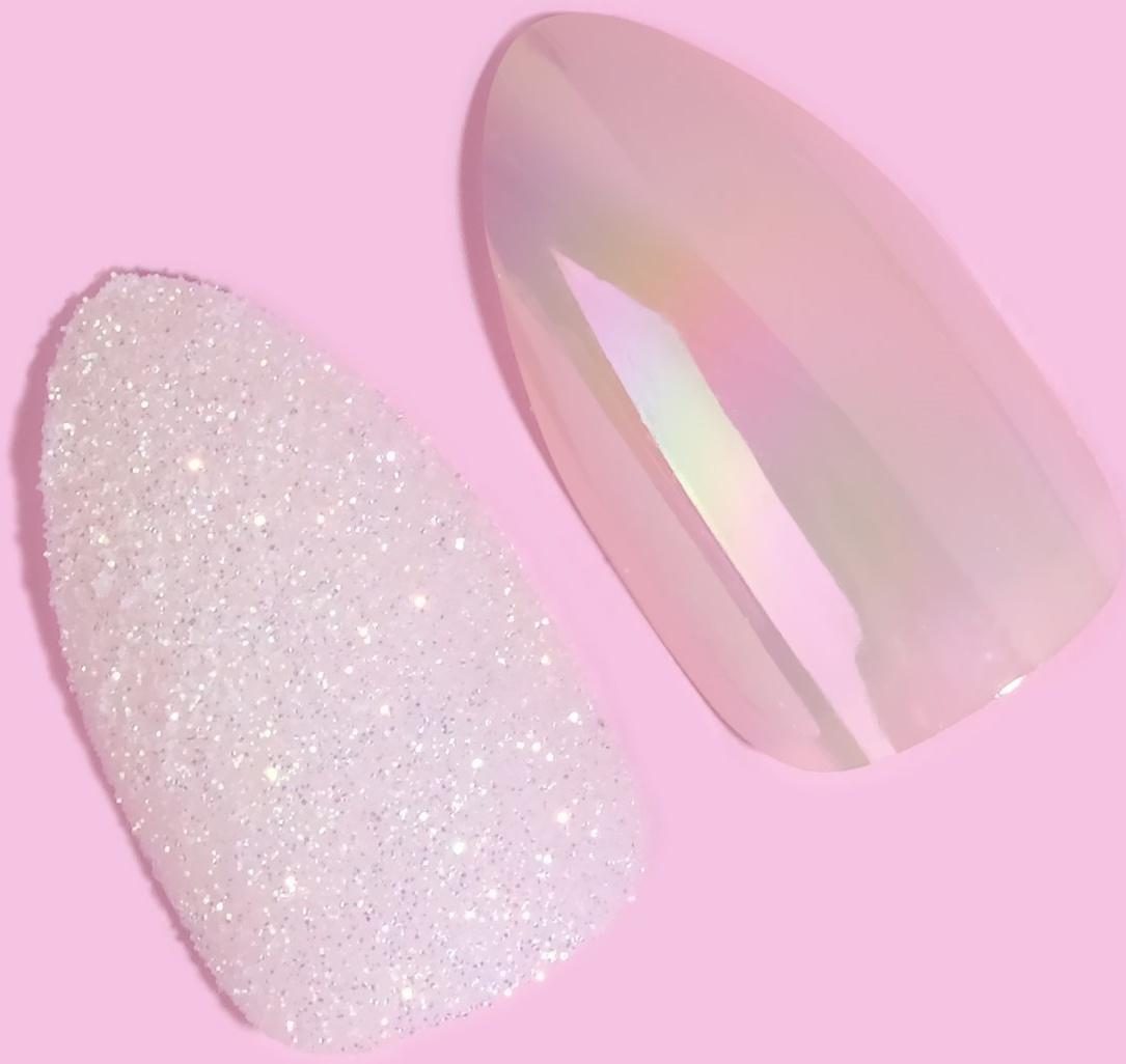 Накладные ногти, 24 шт, с клеевыми пластинами, форма миндаль, блёстки/голография, цвет белый