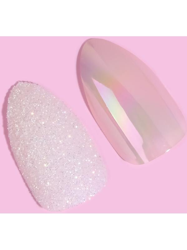 Накладные ногти, 24 шт, с клеевыми пластинами, форма миндаль, блёстки/голография, цвет белый