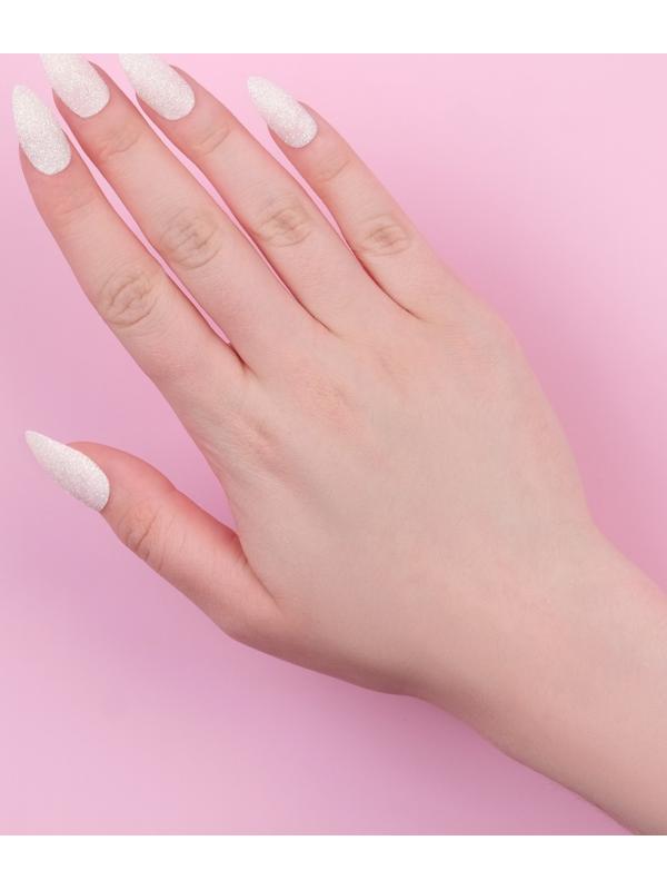 Накладные ногти, 24 шт, с клеевыми пластинами, форма миндаль, блёстки/голография, цвет белый