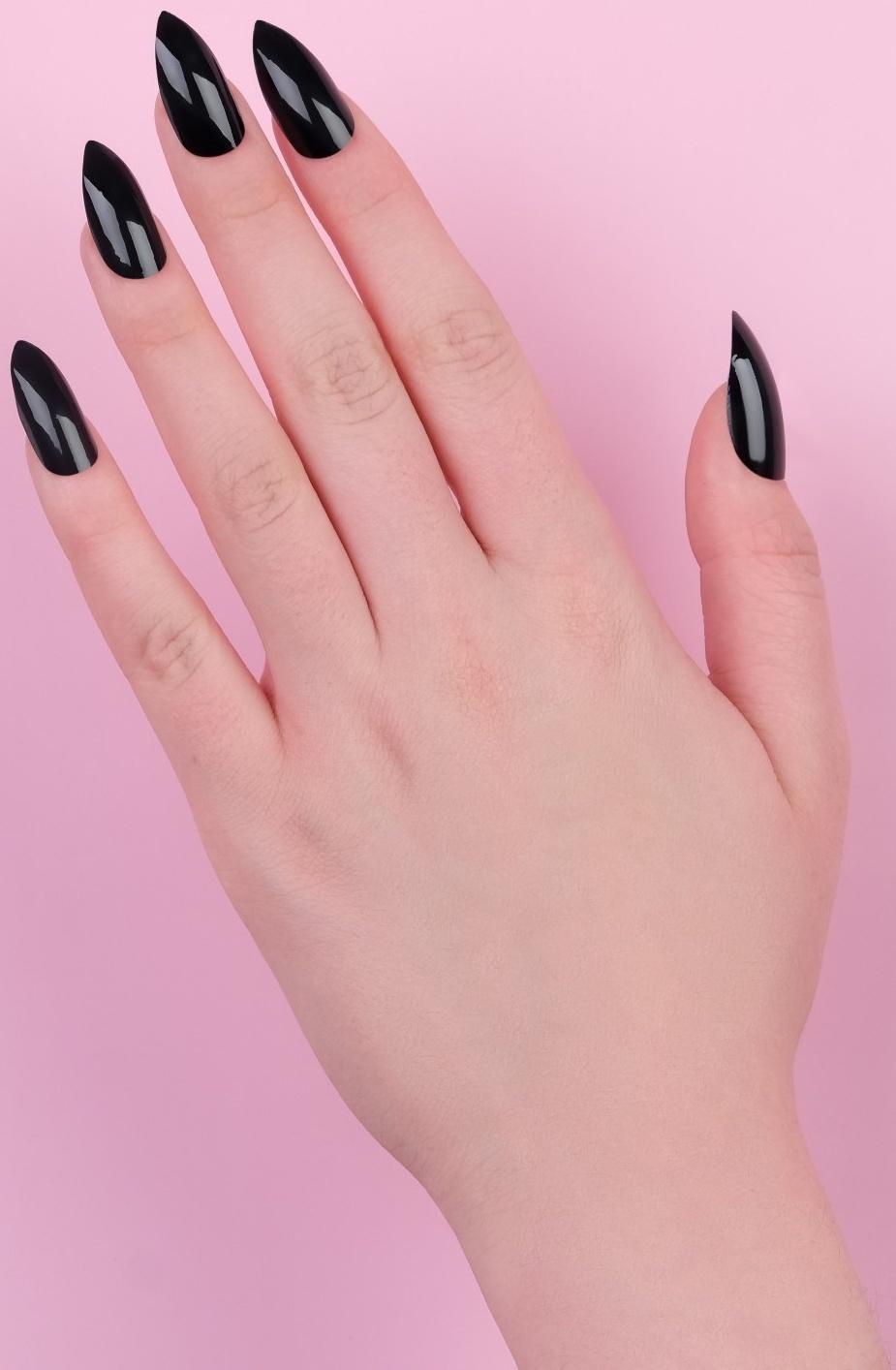 Накладные ногти, 24 шт, с клеевыми пластинами, форма миндаль, матовый/глянцевый, цвет чёрный