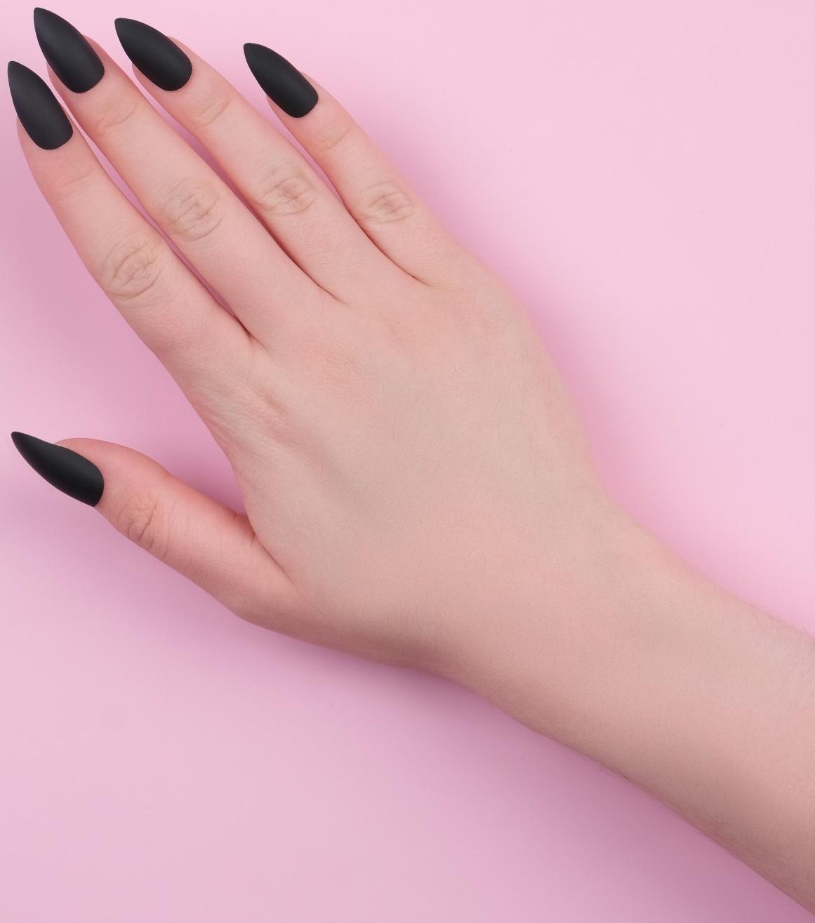 Накладные ногти, 24 шт, с клеевыми пластинами, форма миндаль, матовый/глянцевый, цвет чёрный