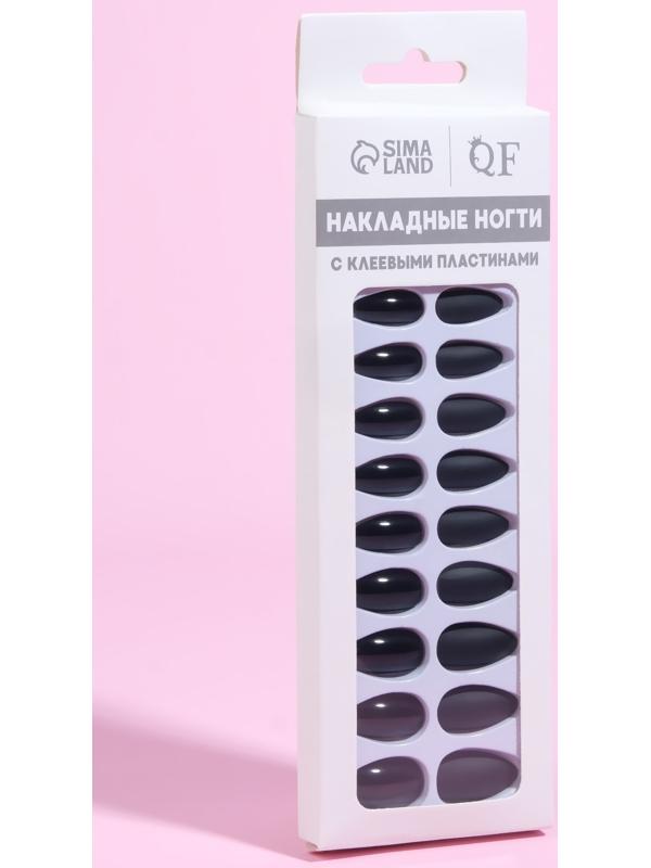 Накладные ногти, 24 шт, с клеевыми пластинами, форма миндаль, матовый/глянцевый, цвет чёрный