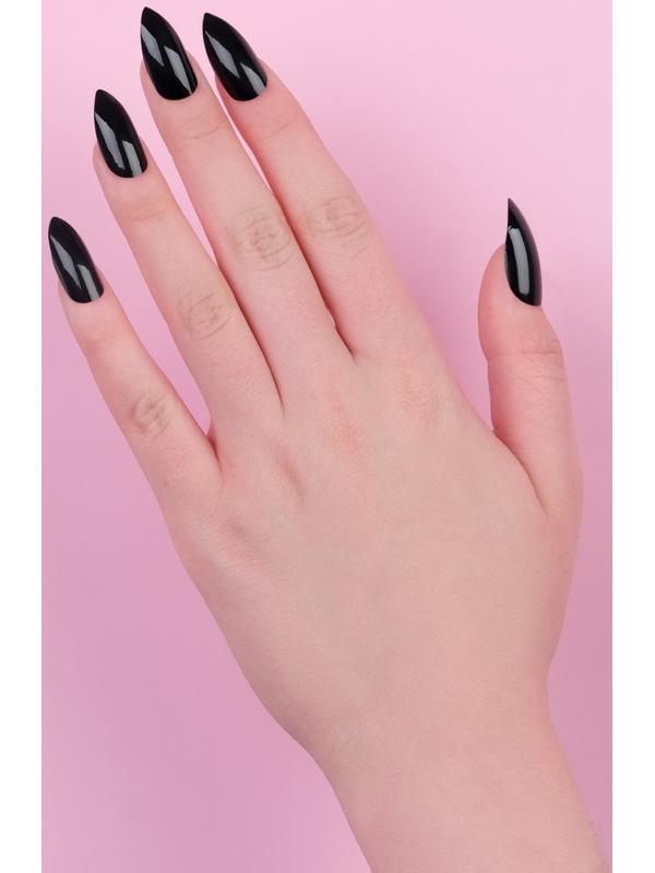 Накладные ногти, 24 шт, с клеевыми пластинами, форма миндаль, матовый/глянцевый, цвет чёрный