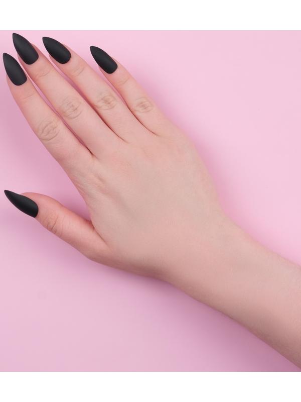 Накладные ногти, 24 шт, с клеевыми пластинами, форма миндаль, матовый/глянцевый, цвет чёрный