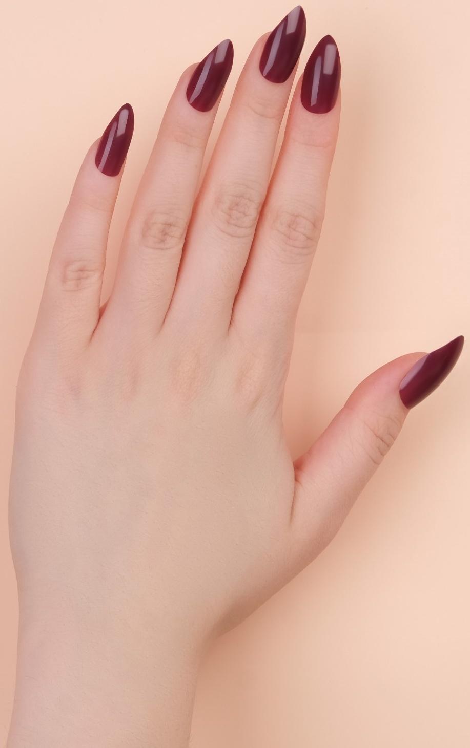 Накладные ногти, 24 шт, с клеевыми пластинами, форма миндаль, матовый/глянцевый, цвет вишнёвый
