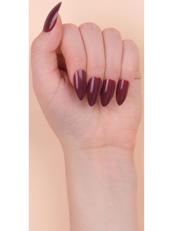 Накладные ногти, 24 шт, с клеевыми пластинами, форма миндаль, матовый/глянцевый, цвет вишнёвый