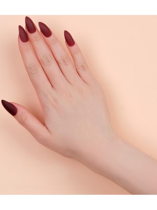 Накладные ногти, 24 шт, с клеевыми пластинами, форма миндаль, матовый/глянцевый, цвет вишнёвый