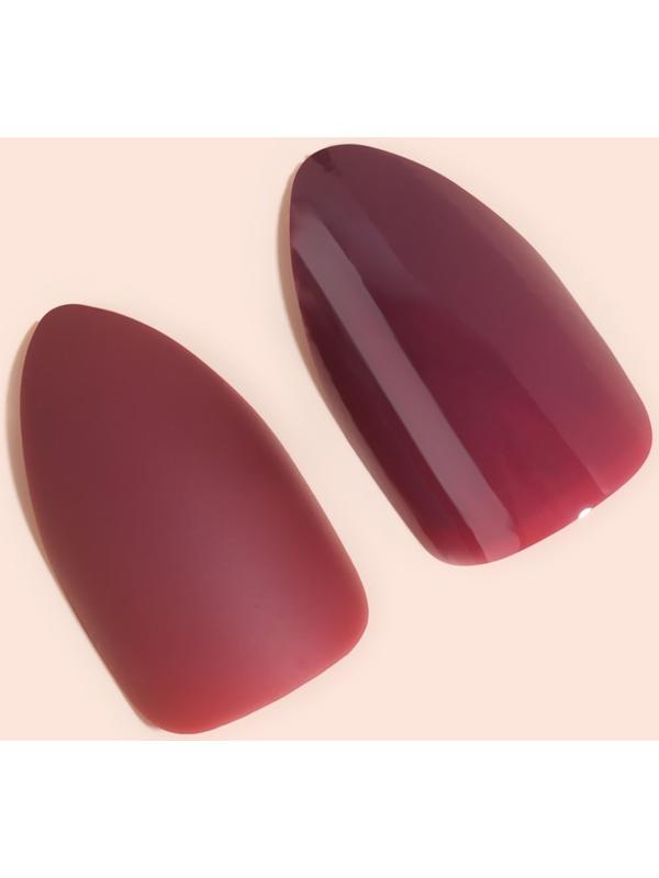 Накладные ногти, 24 шт, с клеевыми пластинами, форма миндаль, матовый/глянцевый, цвет вишнёвый