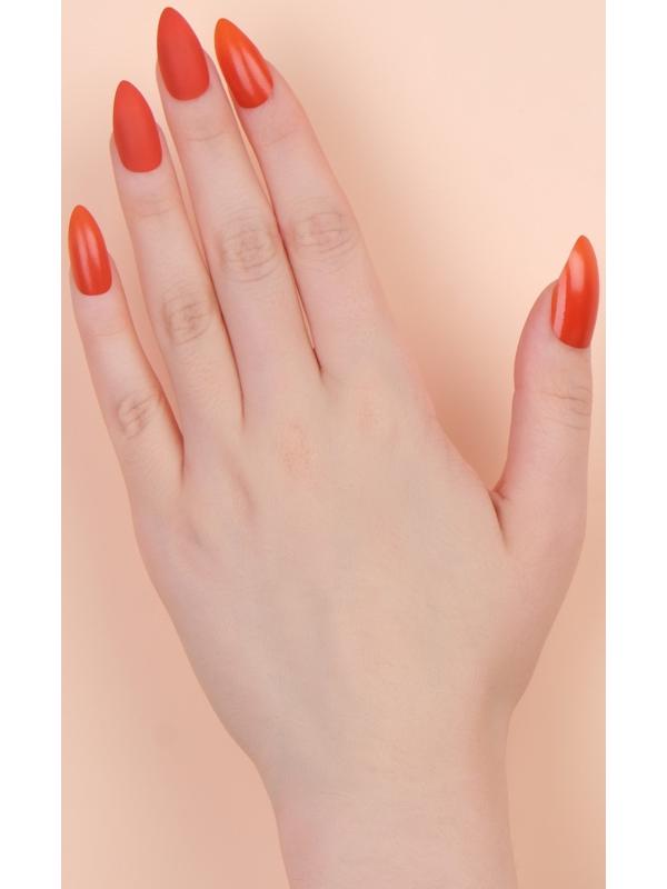 Накладные ногти, 24 шт, с клеевыми пластинами, форма миндаль, цвет коралловый