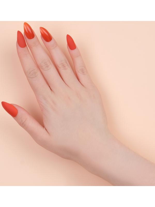 Накладные ногти, 24 шт, с клеевыми пластинами, форма миндаль, цвет коралловый