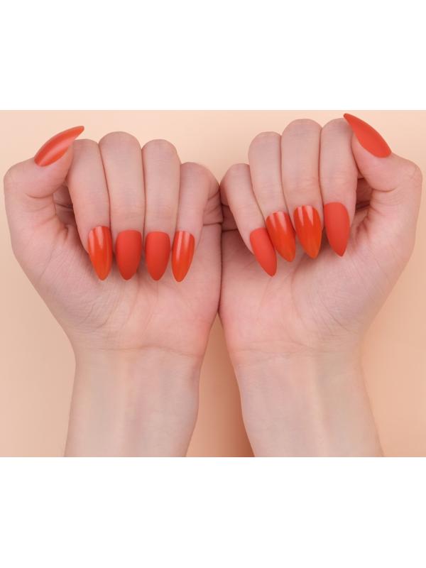 Накладные ногти, 24 шт, с клеевыми пластинами, форма миндаль, цвет коралловый