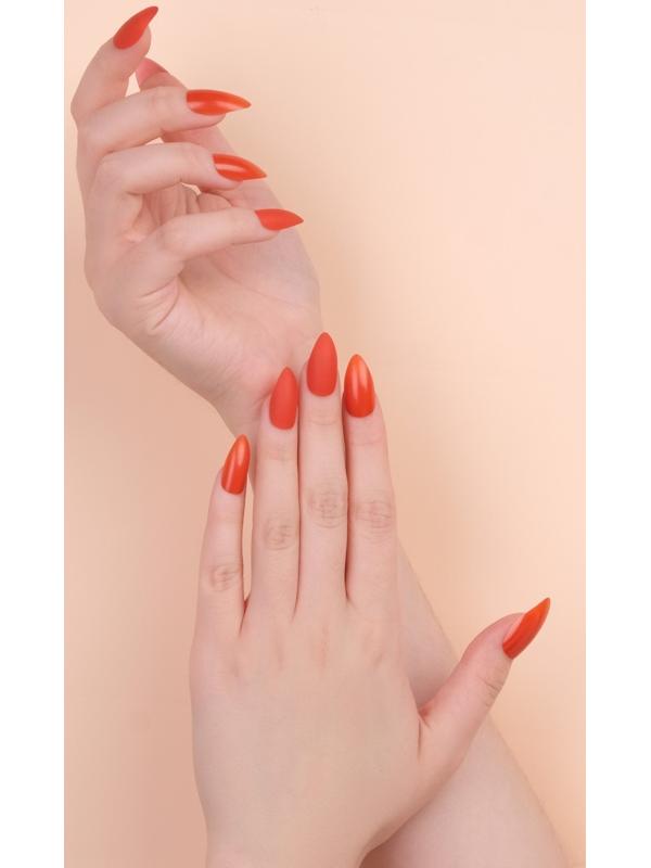 Накладные ногти, 24 шт, с клеевыми пластинами, форма миндаль, цвет коралловый