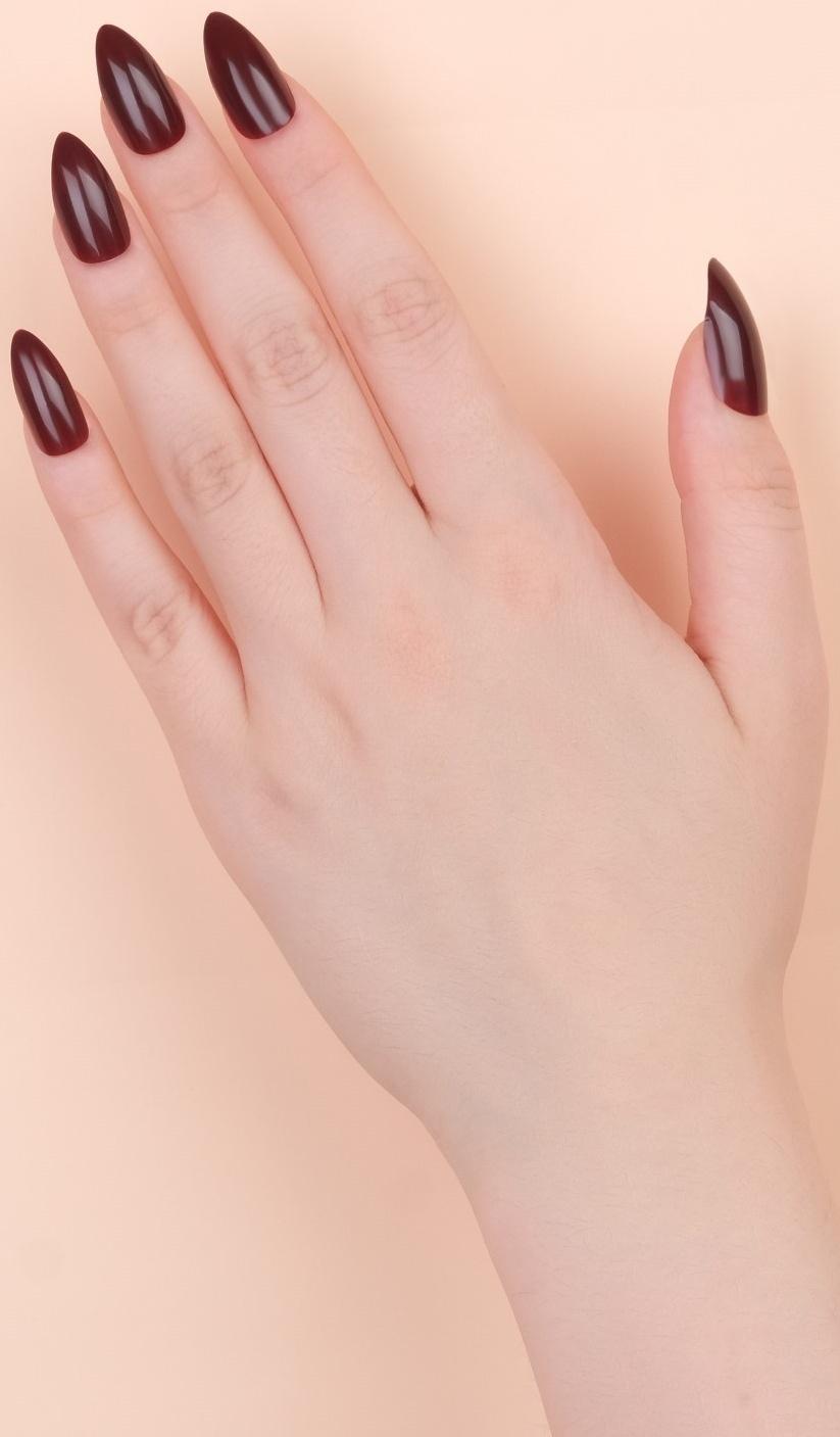Накладные ногти, 24 шт, с клеевыми пластинами, форма миндаль, цвет бордовый