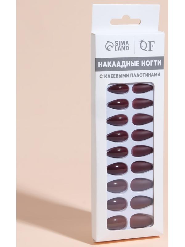 Накладные ногти, 24 шт, с клеевыми пластинами, форма миндаль, цвет бордовый
