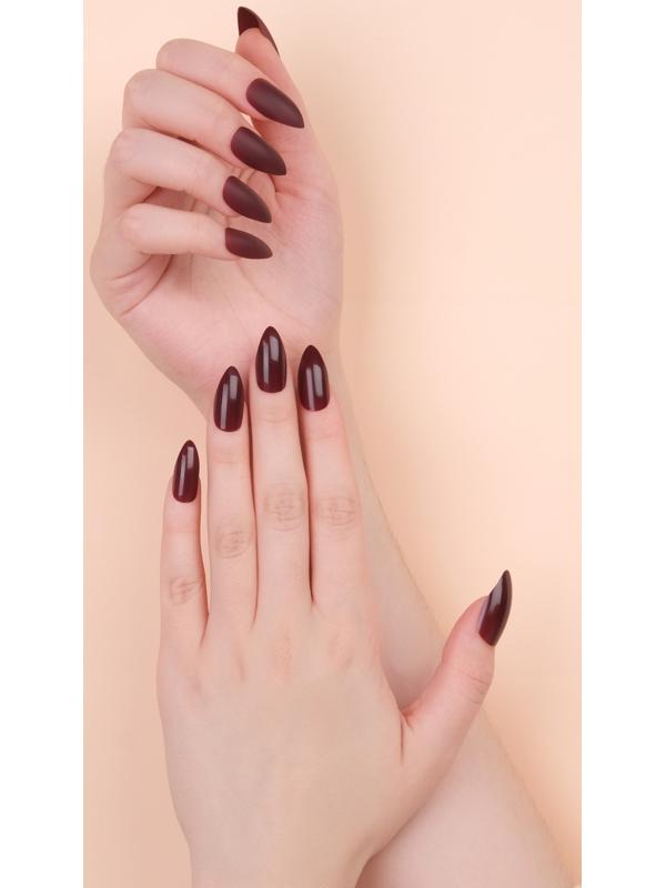 Накладные ногти, 24 шт, с клеевыми пластинами, форма миндаль, цвет бордовый