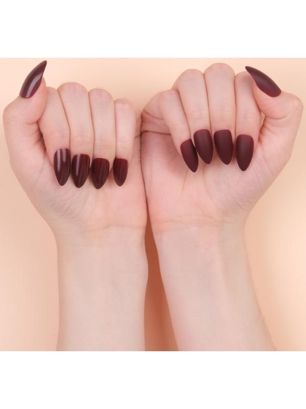 Накладные ногти, 24 шт, с клеевыми пластинами, форма миндаль, цвет бордовый
