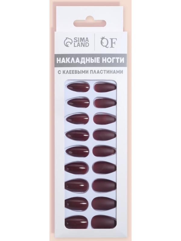 Накладные ногти, 24 шт, с клеевыми пластинами, форма миндаль, цвет бордовый