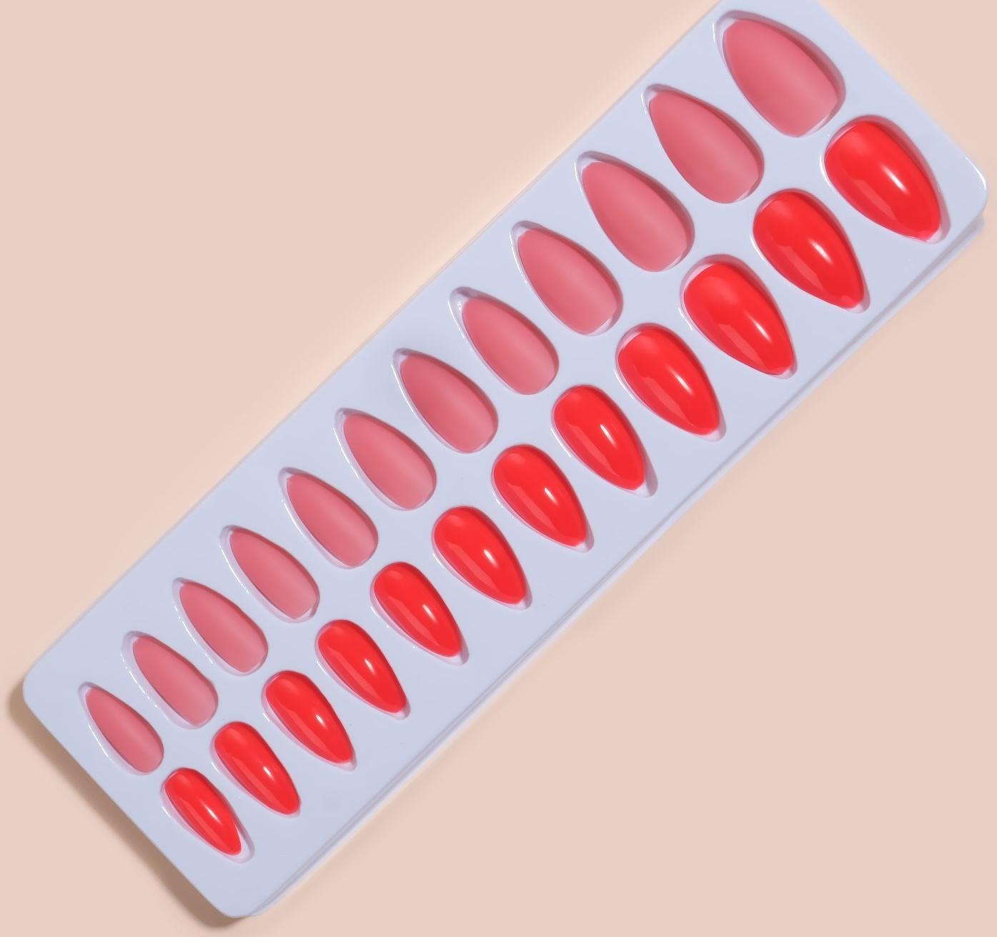 Накладные ногти, 24 шт, с клеевыми пластинами, форма миндаль, цвет неоновый/матовый розовый