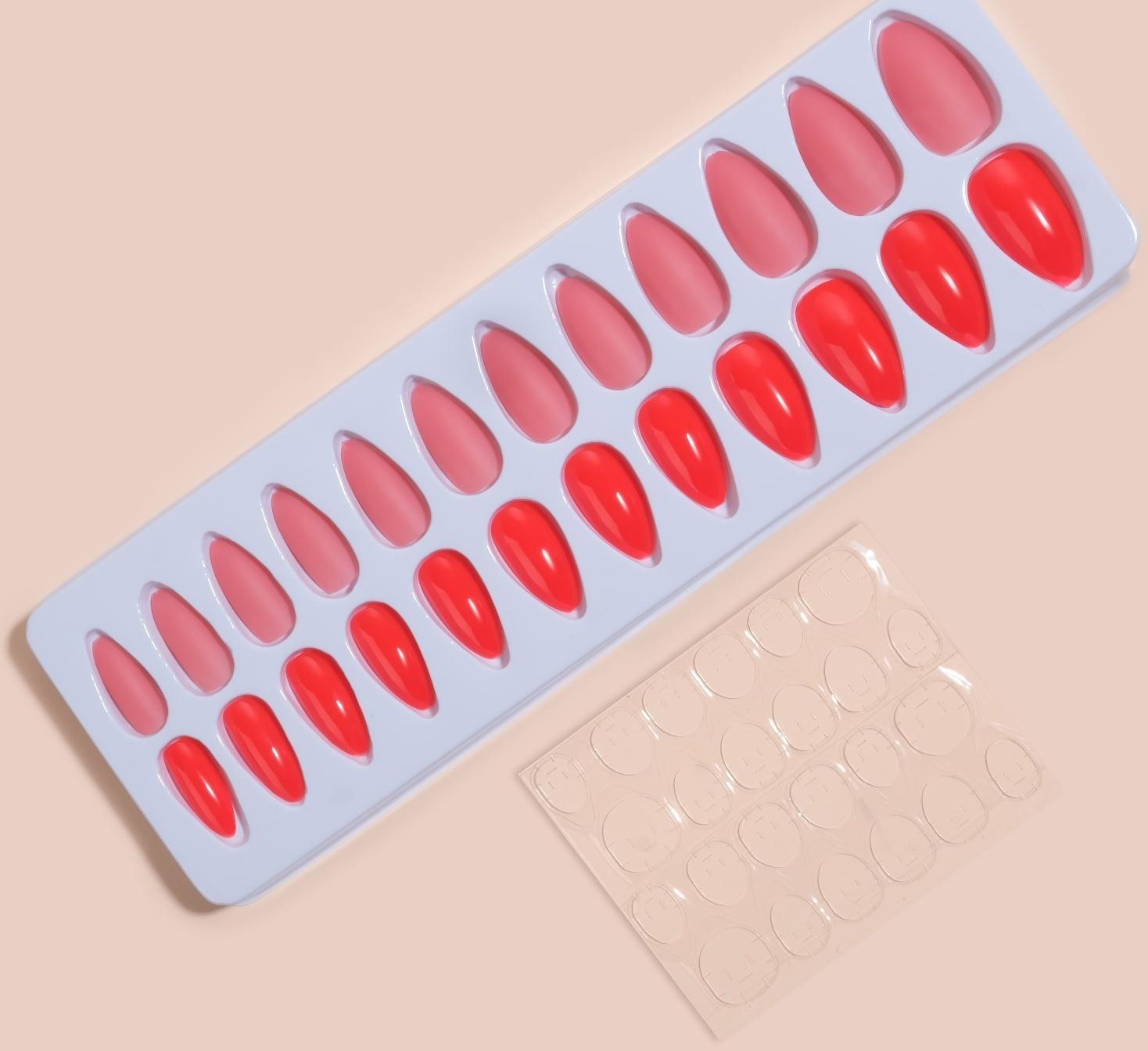 Накладные ногти, 24 шт, с клеевыми пластинами, форма миндаль, цвет неоновый/матовый розовый