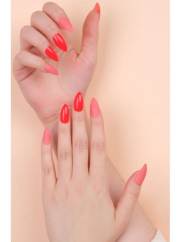 Накладные ногти, 24 шт, с клеевыми пластинами, форма миндаль, цвет неоновый/матовый розовый