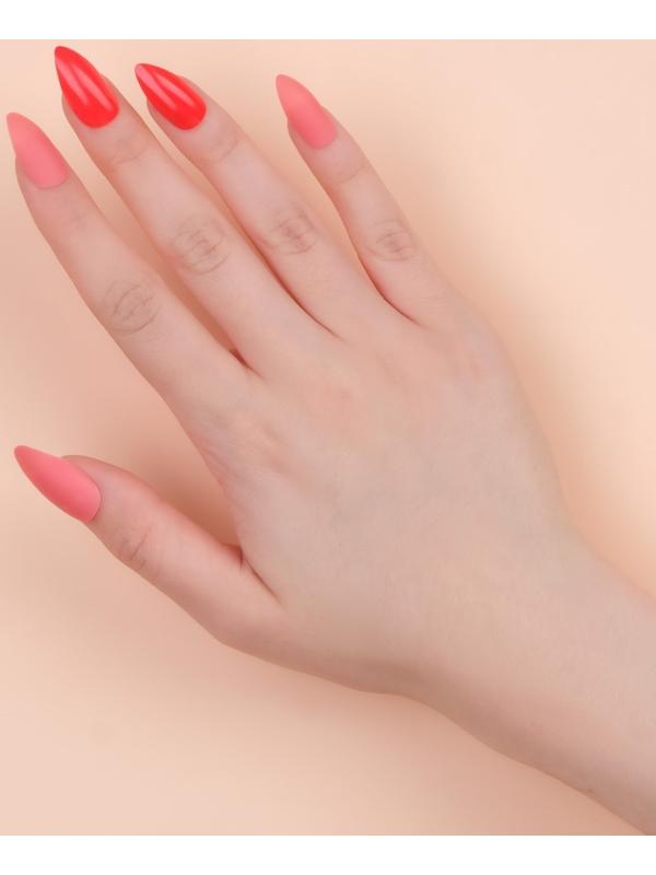 Накладные ногти, 24 шт, с клеевыми пластинами, форма миндаль, цвет неоновый/матовый розовый