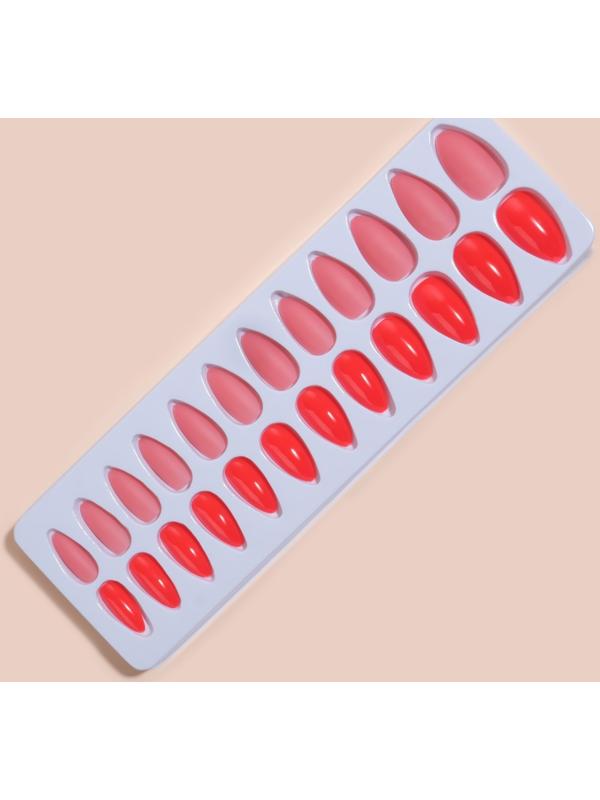 Накладные ногти, 24 шт, с клеевыми пластинами, форма миндаль, цвет неоновый/матовый розовый