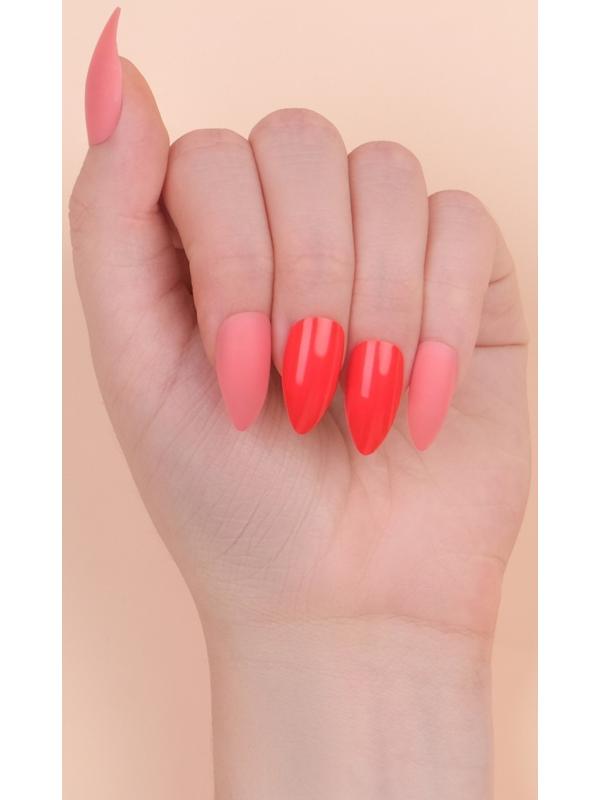 Накладные ногти, 24 шт, с клеевыми пластинами, форма миндаль, цвет неоновый/матовый розовый