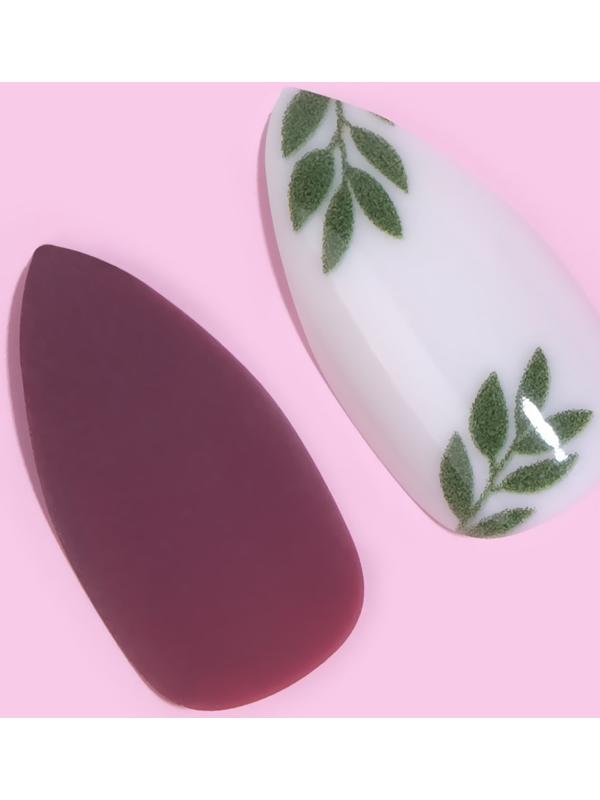 Накладные ногти, 24 шт, с клеевыми пластинами, форма миндаль, цвет матовый бордовый/зелёный/белый