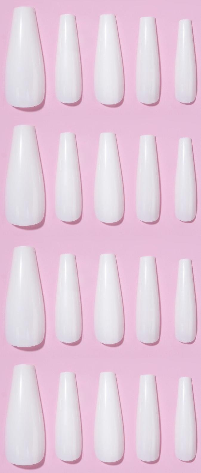 Накладные ногти, 24 шт, форма балерина, цвет белый