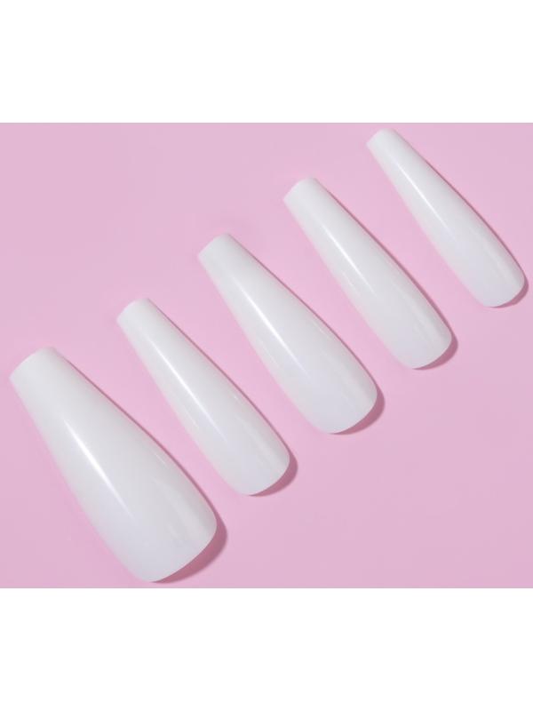 Накладные ногти, 24 шт, форма балерина, цвет белый