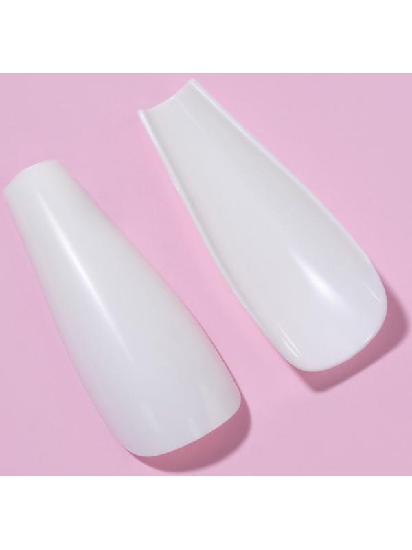 Накладные ногти, 24 шт, форма балерина, цвет белый