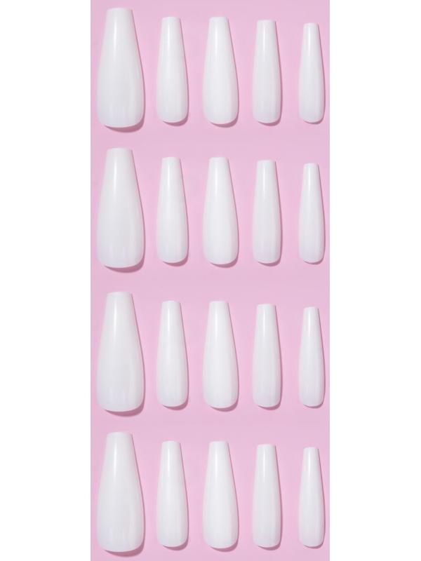 Накладные ногти, 24 шт, форма балерина, цвет белый