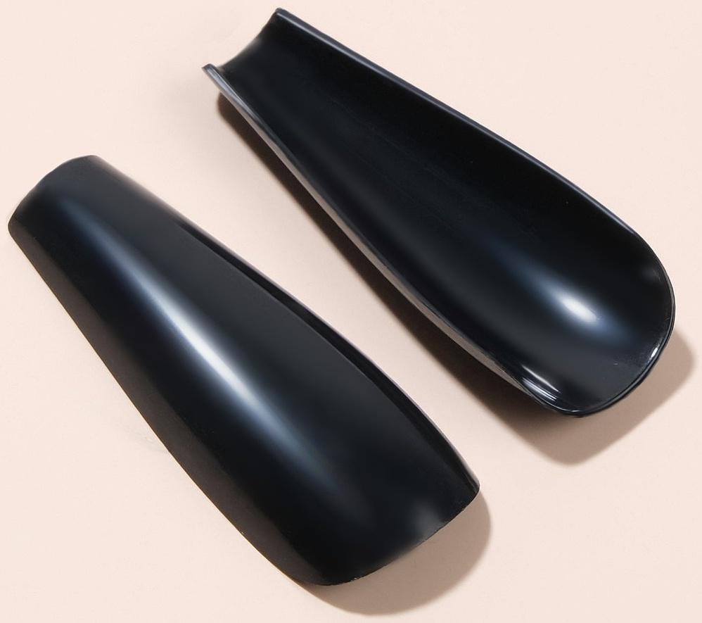 Накладные ногти, 24 шт, форма балерина, цвет чёрный