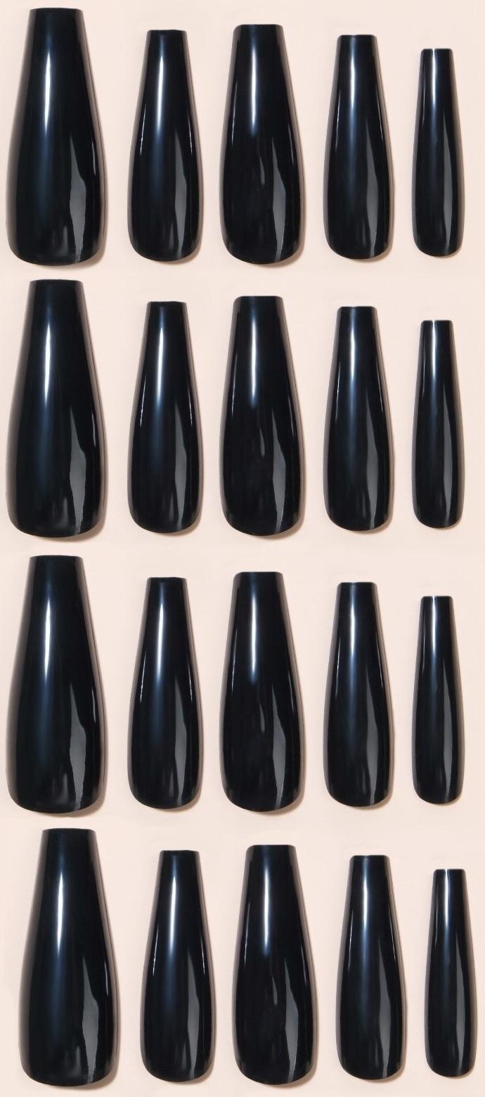 Накладные ногти, 24 шт, форма балерина, цвет чёрный