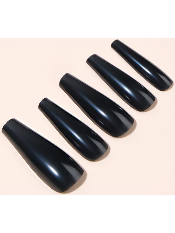 Накладные ногти, 24 шт, форма балерина, цвет чёрный