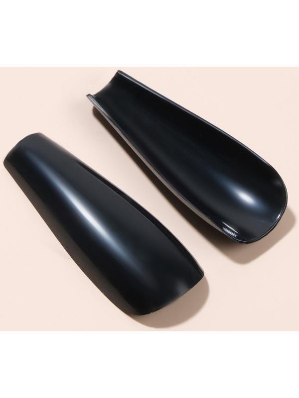 Накладные ногти, 24 шт, форма балерина, цвет чёрный