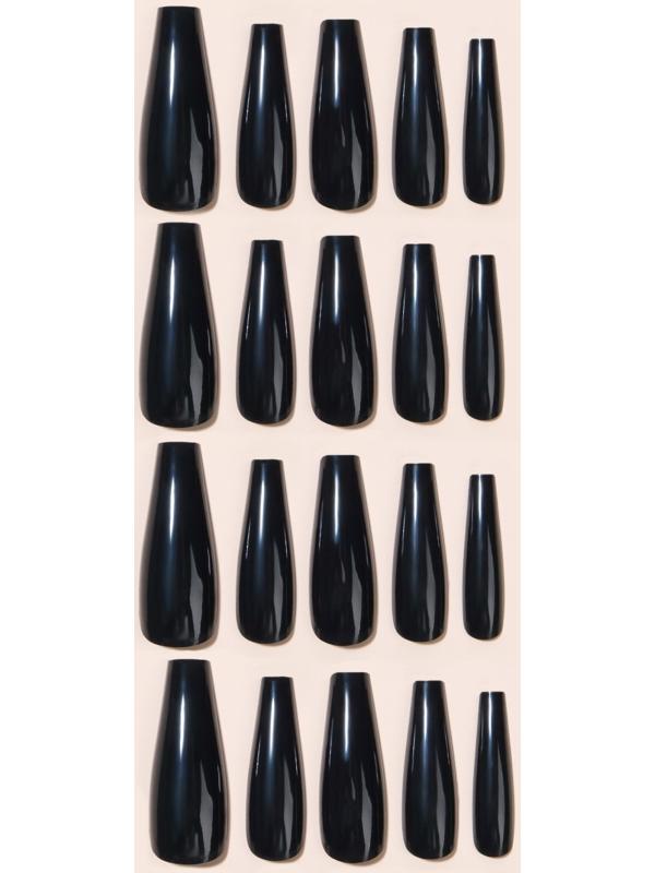 Накладные ногти, 24 шт, форма балерина, цвет чёрный