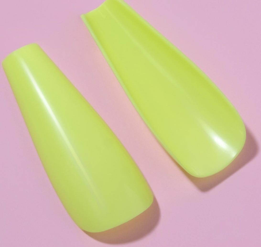 Накладные ногти, 24 шт, форма балерина, цвет неоновый жёлтый