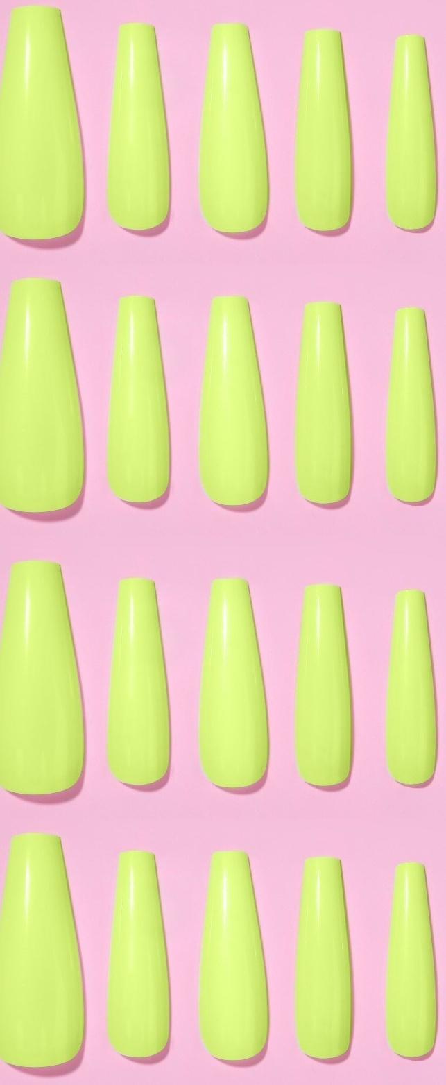 Накладные ногти, 24 шт, форма балерина, цвет неоновый жёлтый