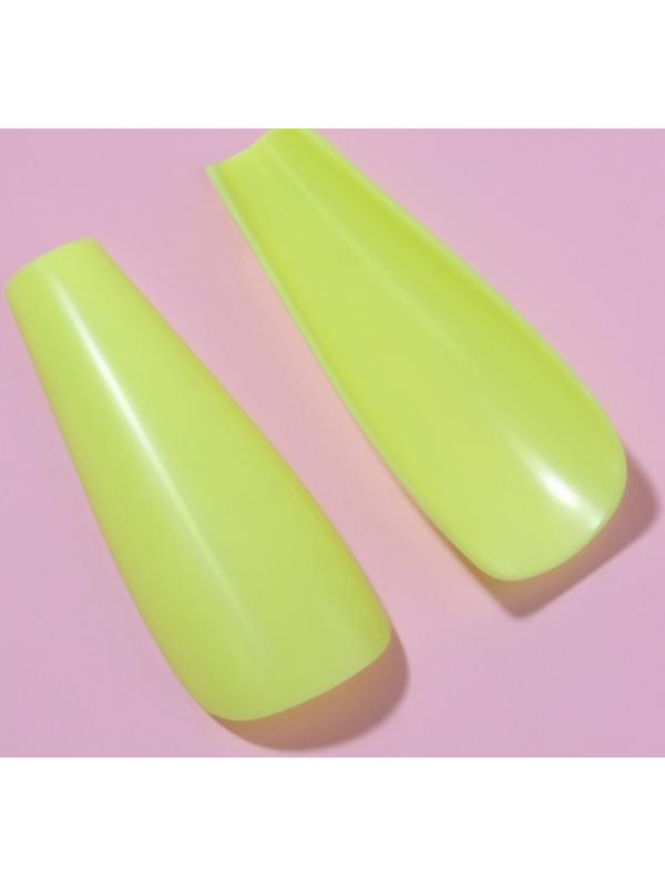 Накладные ногти, 24 шт, форма балерина, цвет неоновый жёлтый