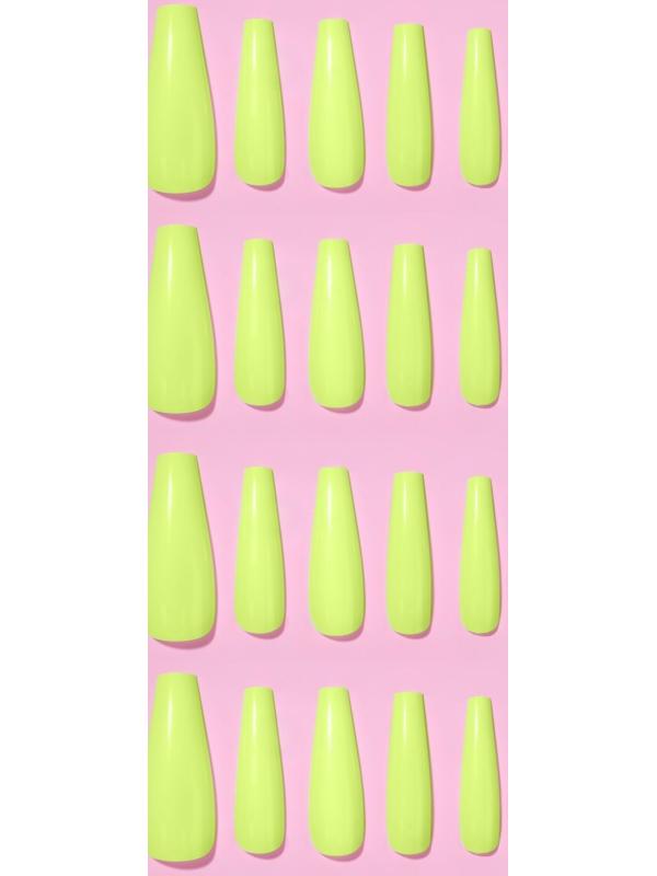 Накладные ногти, 24 шт, форма балерина, цвет неоновый жёлтый