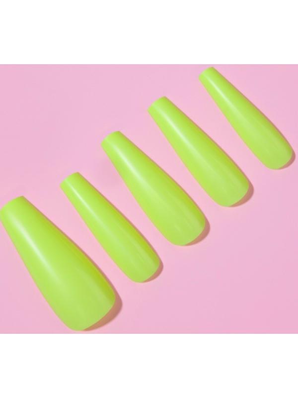 Накладные ногти, 24 шт, форма балерина, цвет неоновый жёлтый