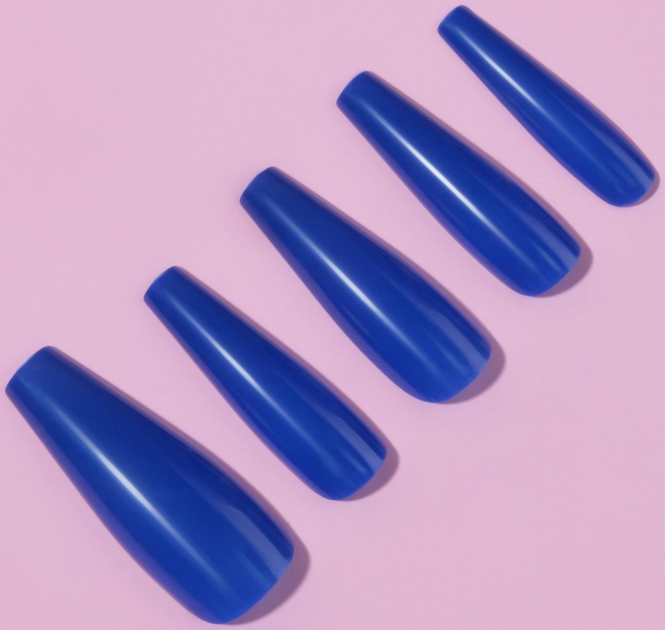 Накладные ногти, 24 шт, форма балерина, цвет тёмно-синий