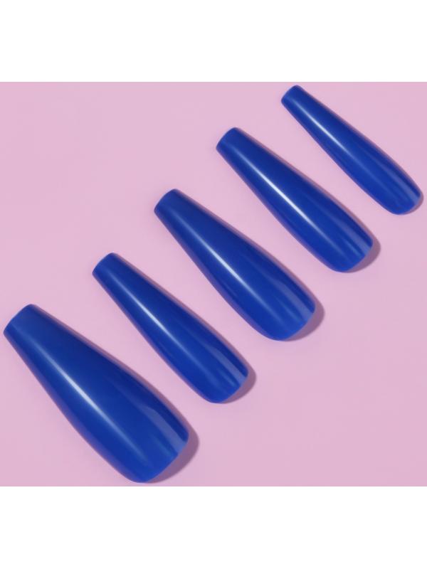 Накладные ногти, 24 шт, форма балерина, цвет тёмно-синий