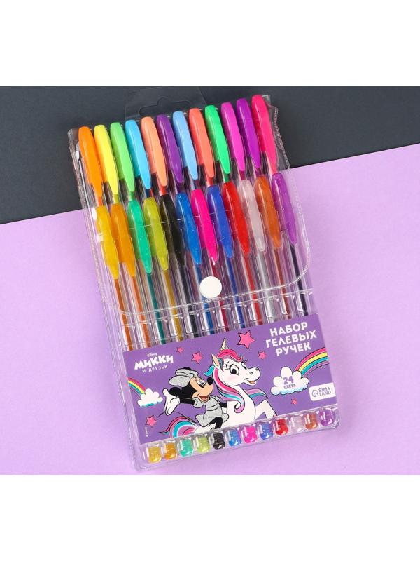 Набор гелевых ручек с блёстками, 24 цвета, Единорог, Минни Маус