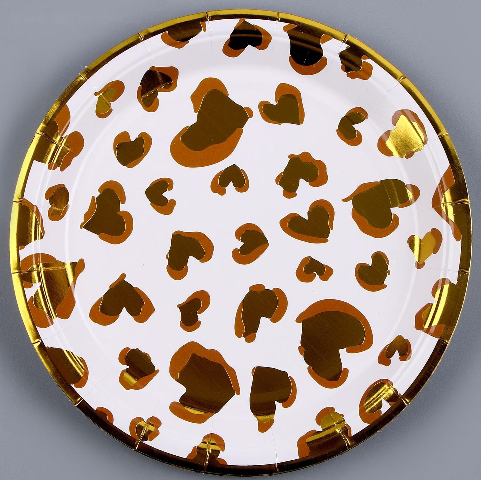 Тарелка бумажная «Золотые сердца», в наборе 6 шт.