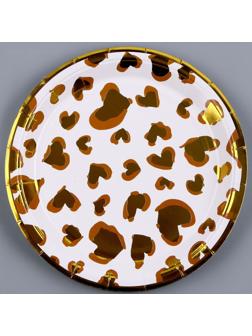 Тарелка бумажная «Золотые сердца», в наборе 6 шт.