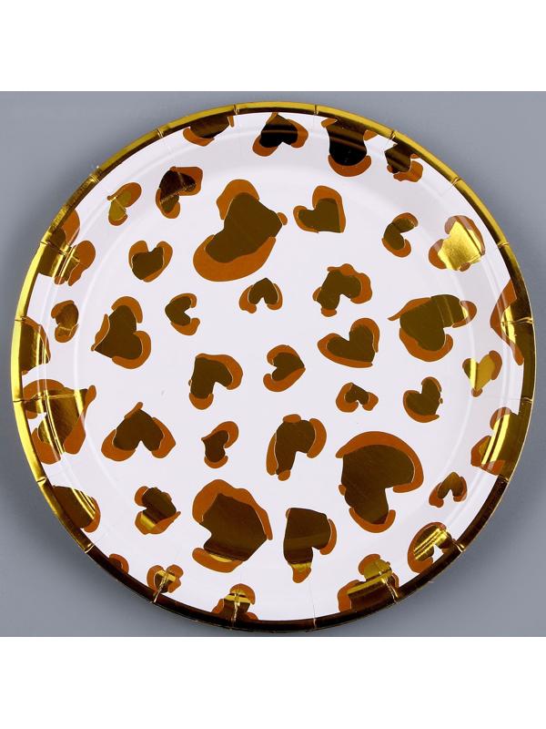 Тарелка бумажная «Золотые сердца», в наборе 6 шт.