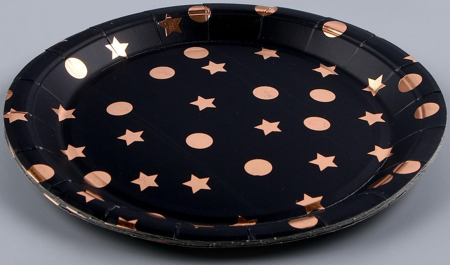 Тарелка бумажная «Розовые звезды», в наборе 6 шт.