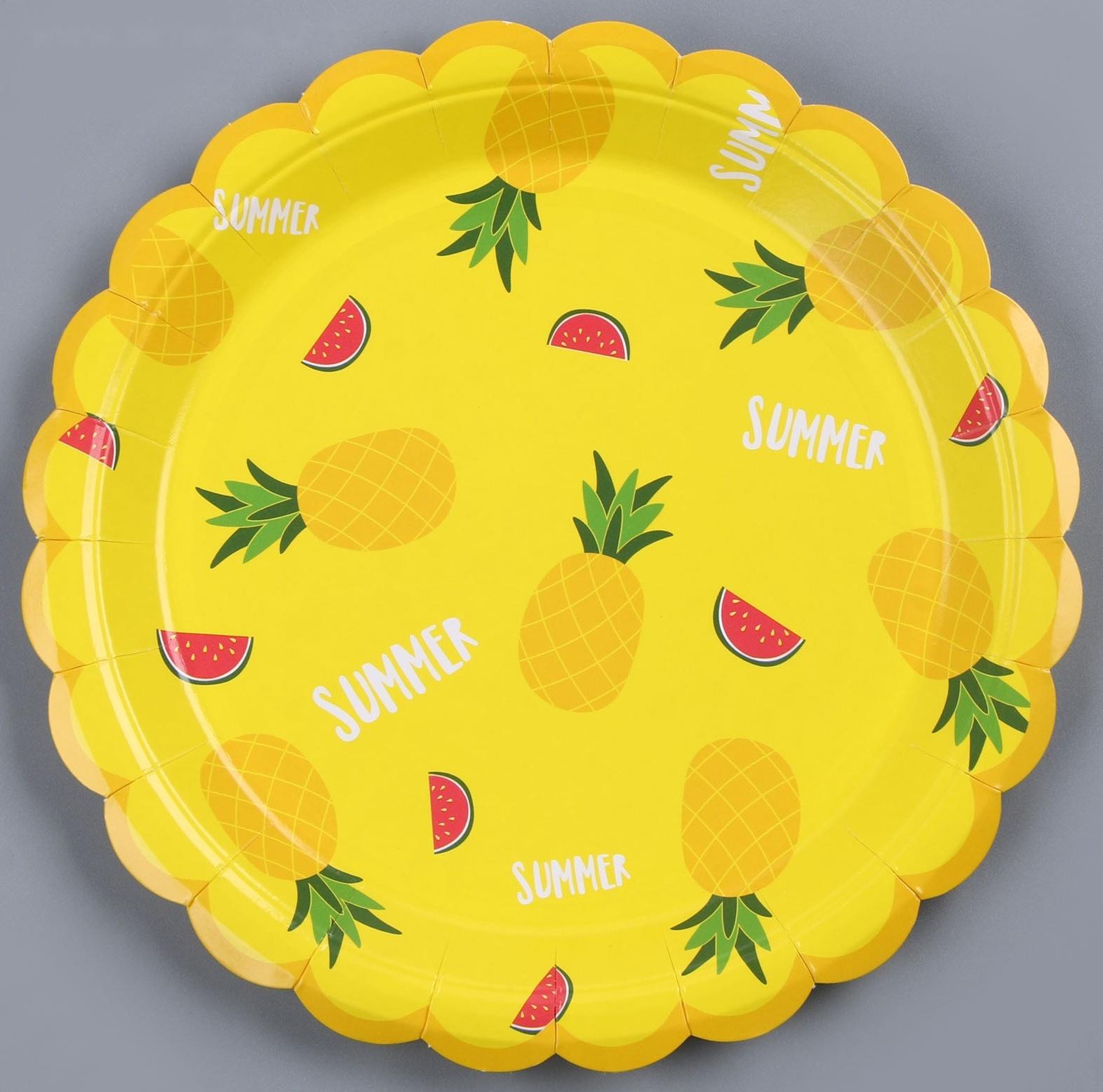 Тарелка бумажная «Летние фрукты», в наборе 6 шт.
